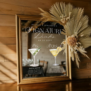 Watercolor Signature Drink Wedding Bar Sign Cling