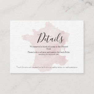Watercolor Silhouette France Wedding Details Card