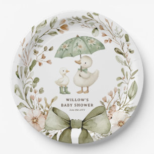 Watercolor Silly Goose Baby Shower Paper Plate