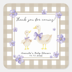 Watercolor Silly Goose Baby Shower Thank You Square Sticker