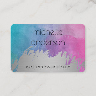 Watercolor / Silver Brushed Business Card