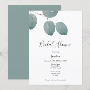 Watercolor Silver Dollar Eucalyptus Leaves Invitation