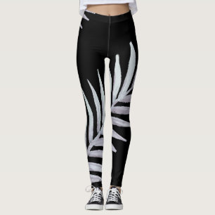 watercolor Silver Leaves Leggings