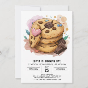 Watercolor Simple Chic Cookies Birthday Invitation