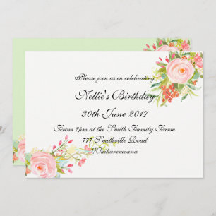 Watercolor Simple Elegant Birthday Invitation