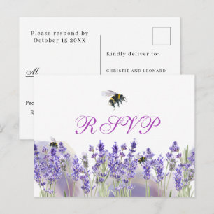 Watercolor Simple Elegant Boho Wedding RSVP  Postcard