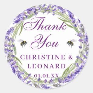 Watercolor Simple Elegant Wedding Thank You Classic Round Sticker