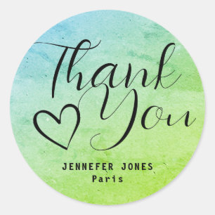 Watercolor Simple Minimalist Calligraphy Heart  Classic Round Sticker