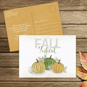 Watercolor Simple Pumpkin Gourd Fall Festival Postcard