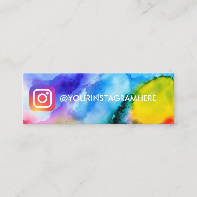 Watercolor Simple Social Media Mini Business Card (Front)