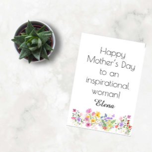 Watercolor simple yellow red flowers holiday card