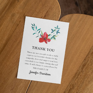 Watercolor Single Poppy Sympathy Thank You Card