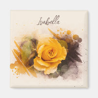 Watercolor Single Yellow Rose
