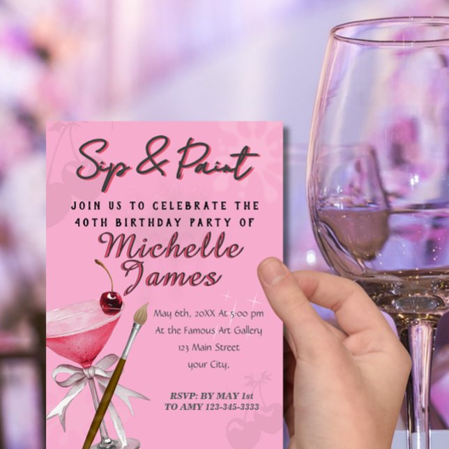 Watercolor Sip & Paint Art Birthday  Invitation (Creator Uploaded)