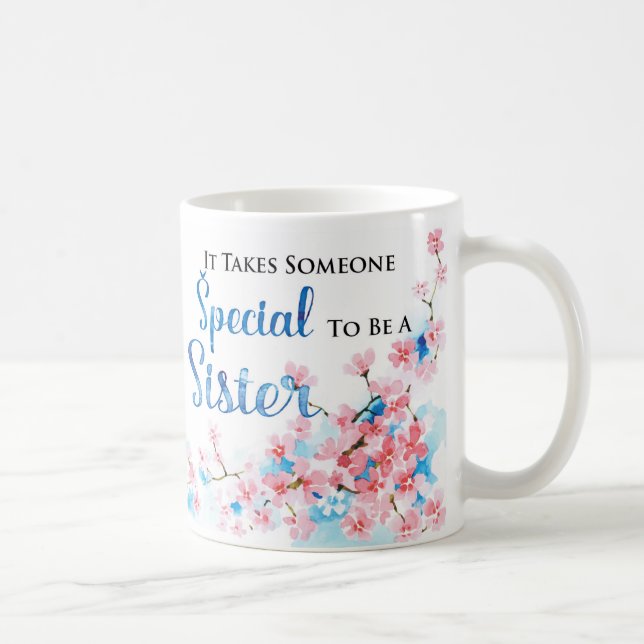 Watercolor Sister Birthday Gift Mug (Right)