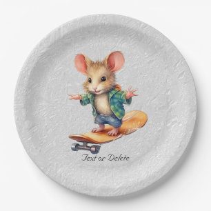 Watercolor Skateboard Mouse Paper Plate