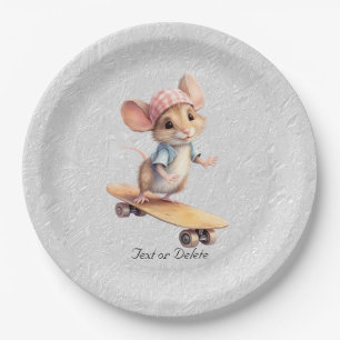 Watercolor Skateboard Mouse Paper Plate