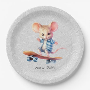 Watercolor Skateboard Mouse Paper Plate