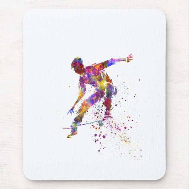 watercolor skater mouse mat (Front)