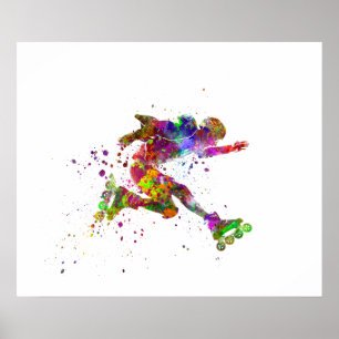 watercolor skater poster