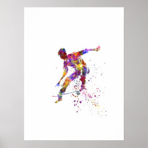 watercolor skater poster