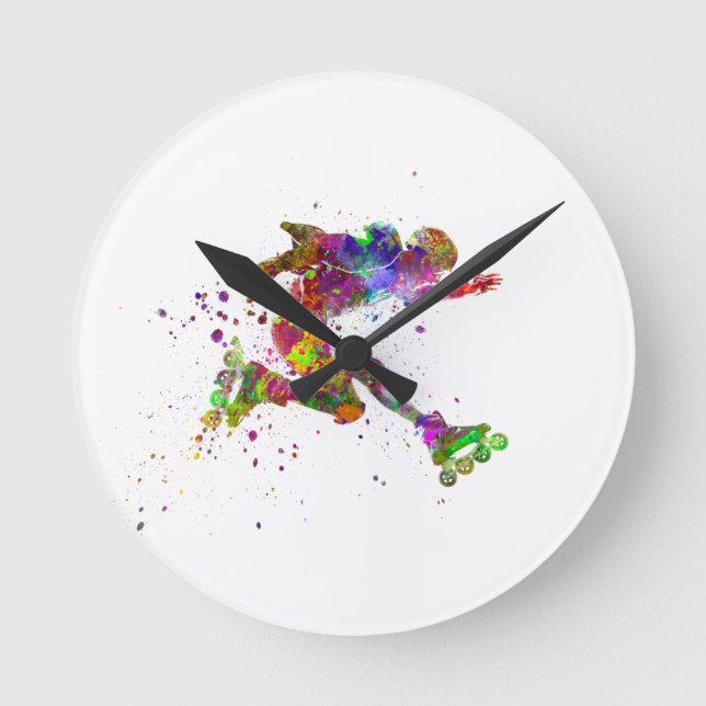watercolor skater round clock (Front)