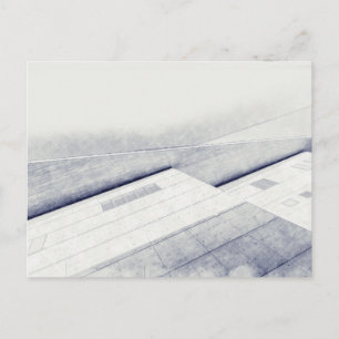 Watercolor sketch Architecture modern house Postcard