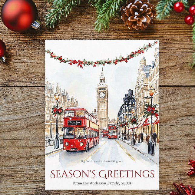 Watercolor Sketch Big Ben London Travel Christmas Holiday Postcard (Watercolor Sketch Big Ben London Travel Christmas Holiday Postcard)