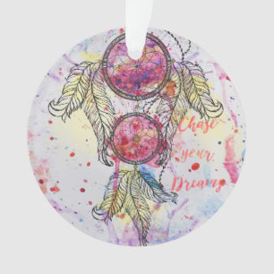 Watercolor sketch Dreamcatcher “Chase your Dream Ornament