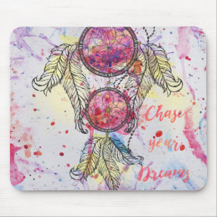 Watercolor sketch Dreamcatcher “Chase your Dreams” Mouse Mat