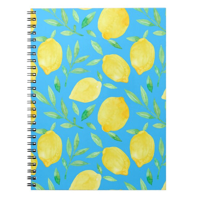Watercolor Sketch Lemons Seamless Design Notebook (Front)