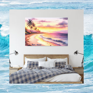 Watercolor Sketch Maui Hawaii Colourful Canvas Print