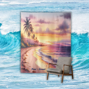 Watercolor Sketch Maui Hawaii Colourful Tapestry