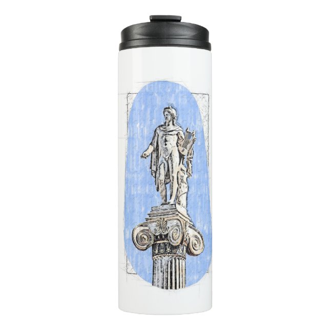 Watercolor sketch of statue of Apollon Thermal Tumbler (Front)