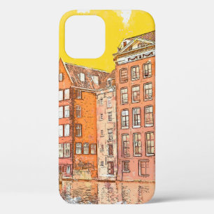 Watercolor sketch or illustration of traditional a iPhone 12 case