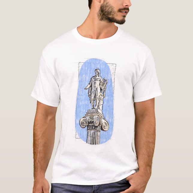 Watercolor Sketch Statue of Apollon Greek T-Shirt  (Front)