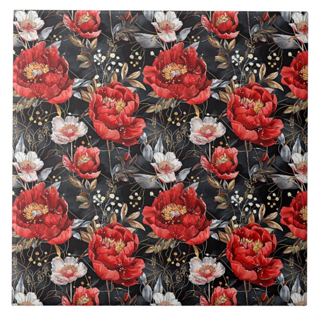 Watercolor sketched detailed pattern of delightful tile (Front)