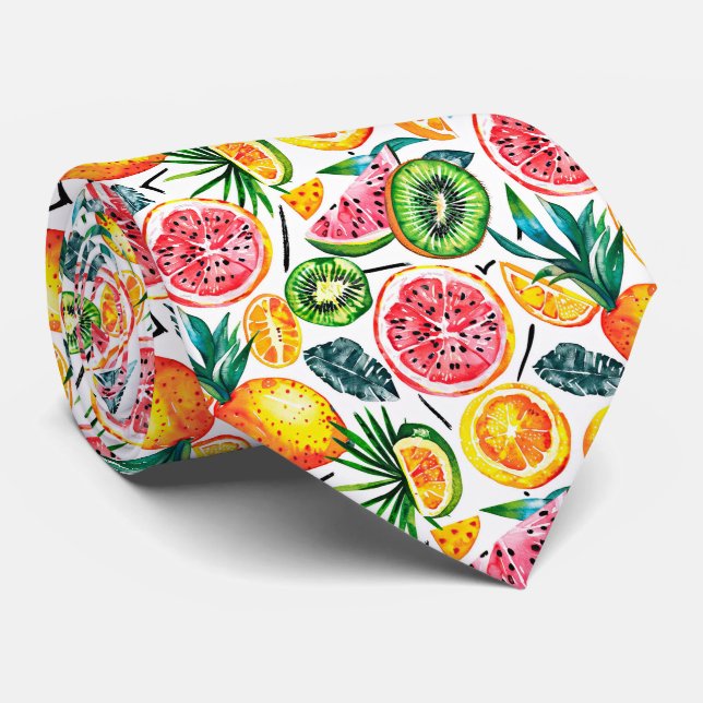 Watercolor sketched detailed pattern of Dragon fru Tie (Rolled)