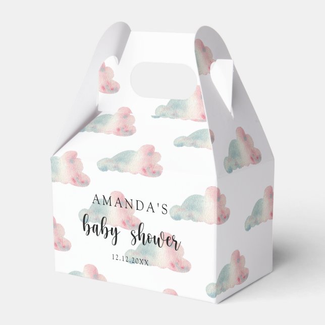 Watercolor skies - Baby Shower Favour Box (Front Side)