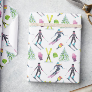 Watercolor Skiing Wrapping Paper