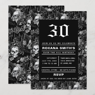 Watercolor Skull Garden Over The Hill Invitation