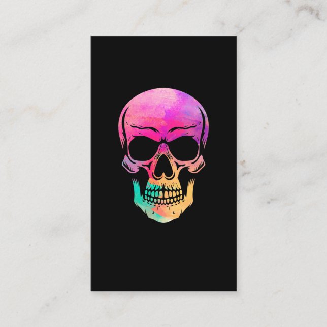 Watercolor Skull Human Skeleton Business Card (Front)