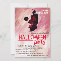 Watercolor Skull Pink Painted Halloween Art