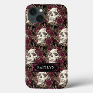 Watercolor Skull Roses Personalised Case-Mate iPhone Case