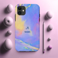 Watercolor Sky Blue Clouds Monogram Personalised