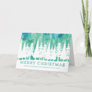 Watercolor Sky Grandparents Christmas Holiday Card