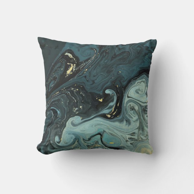 Watercolor Slate Blue Water Swirl  Cushion (Front)