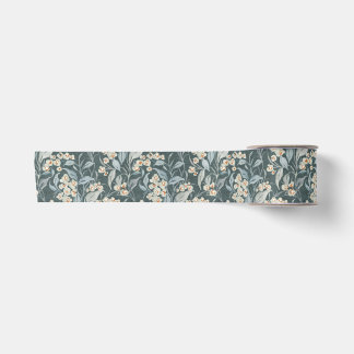 Watercolor Slate Grey Botanical Eucalyptus Leaves Satin Ribbon