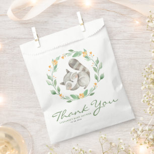 Watercolor Sleeping Baby Racoon Thank You Favour Bags