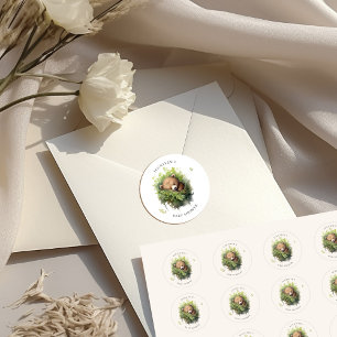 Watercolor Sleeping Bear Baby Shower Classic Round Sticker